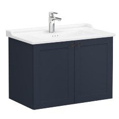 Vitra Root Classic 68727 Lavabo Dolabı, Kapaklı, 80 Cm, Mat Lacivert, Klasik Lavabolu